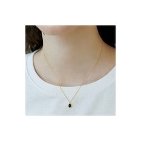 [Silver] Mini Oval Onyx Necklace