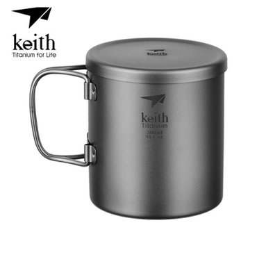  [키이스] KE Double-Wall Titanium Mug with Folding Handle and Lid_Ti3352