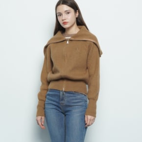 W39 life knit zip up brown