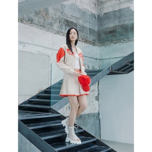 에고이스트 [CAPSULE LINE] 컬러배색 포인트 플리츠 스커트 (ER2WS462)