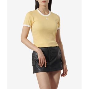 COURREGES 콘트라스트 반소매 티셔츠 - 폴렌 헤리티지 화이트 JTS017JS0070B105