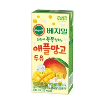 베지밀 정식품 과일이꼭꼭씹히는애플망고두유 190mL 16팩