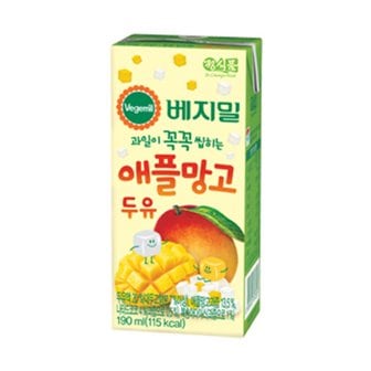 베지밀 정식품 베지밀 애플망고 두유 190ml 16개