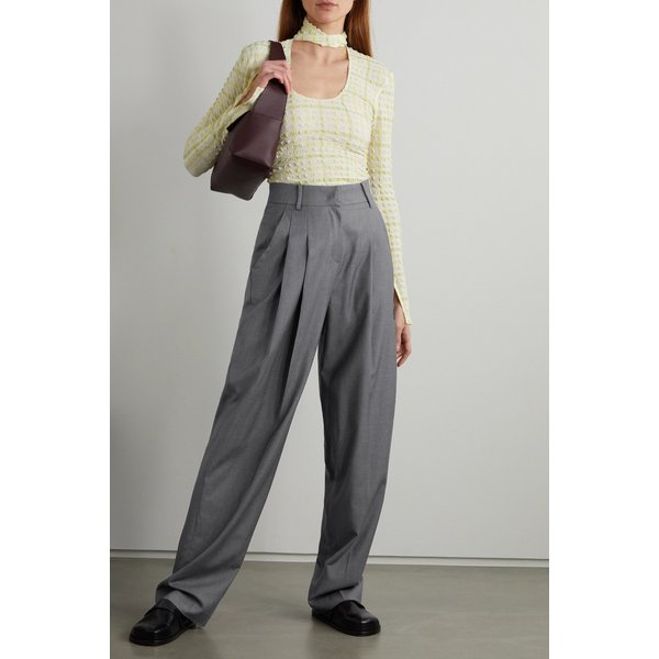 Gelso Pleated Tencel-blend Straight-leg Pants 차콜