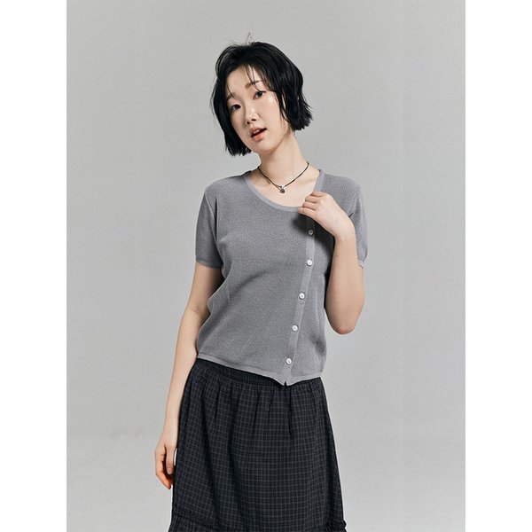 언발란스 반팔니트 가디건 라이트그레이