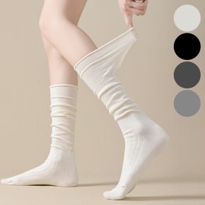 루시앙 주름 무지 오버니 삭스 양말