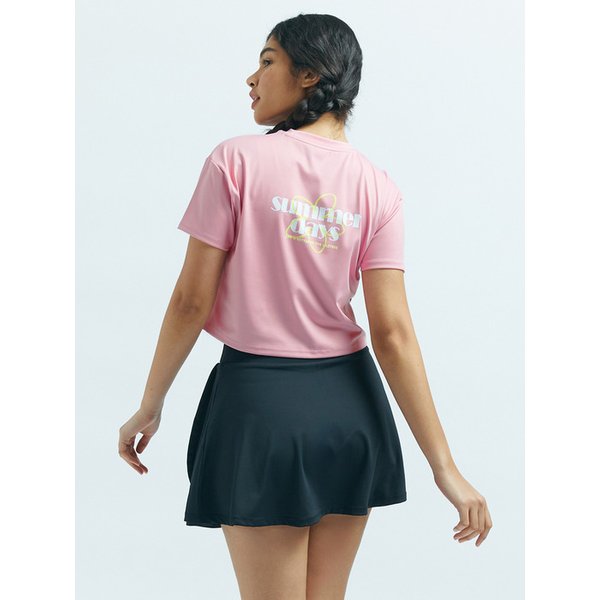 에어셀 프리 크롭 숏 슬리브 퐁당핑크