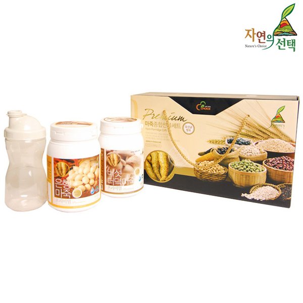 마죽종합선물세트 1호 1.2kg (버섯더덕마죽600g+은행마죽600g+쉐이크컵)
