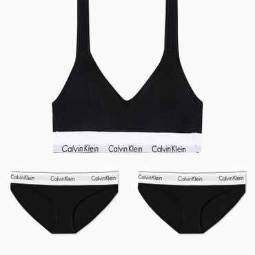 Calvin Klein Underwear 여성 모던코튼 스쿱백 브라+팬티 2장 SET (QF5490-F3787AD-001)