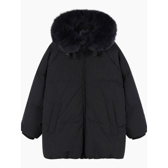 베네통 [Online Exclusive] 후드 퍼 덕다운 패딩_BAPDE2561BK