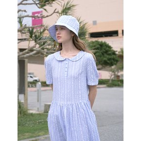 Round Collar Check Dress VC2433OP324M (blue)