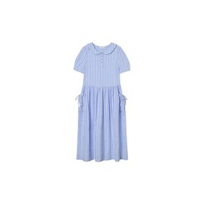 Round Collar Check Dress VC2433OP324M (blue)