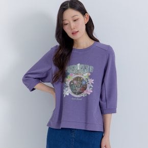 (2컬러) 원포인트 라운드 7부 티셔츠 LCTSP921