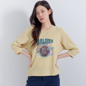 (2컬러) 원포인트 라운드 7부 티셔츠 LCTSP921