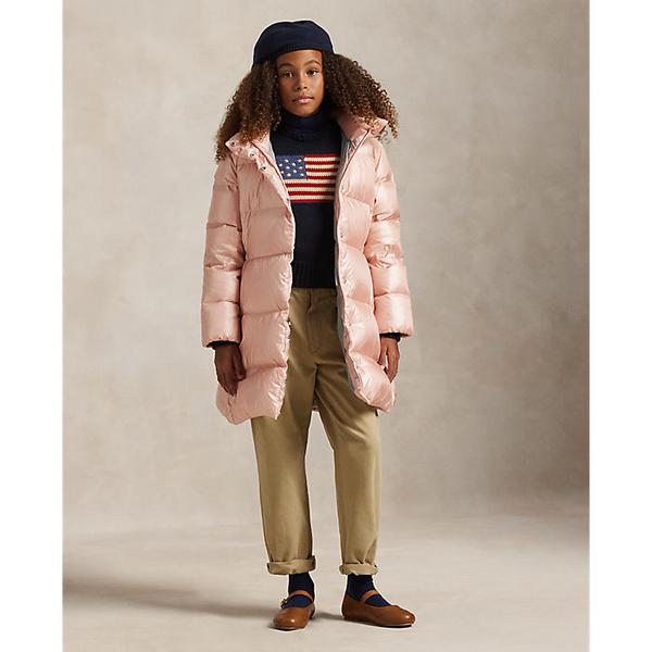 폴로 키즈 여아 7-16세 메탈릭 다운 후드 롱 재킷(CWPOOTWG2820096650)