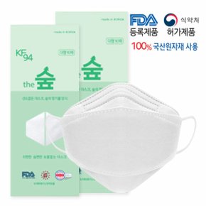 [더숲] KF94 귀가 편한 마스크 화이트 대형100매 / 4중 국산원자재 국내생산