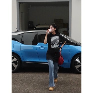 ZOOC 아트워크 프린트 박시 티셔츠 BK_Z252MSM217