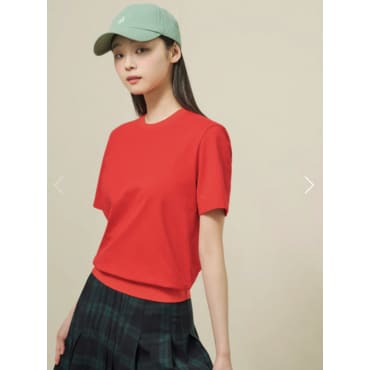 빈폴레이디스 라운드넥 반소매 피케 티셔츠 - 레드 BF5342C086