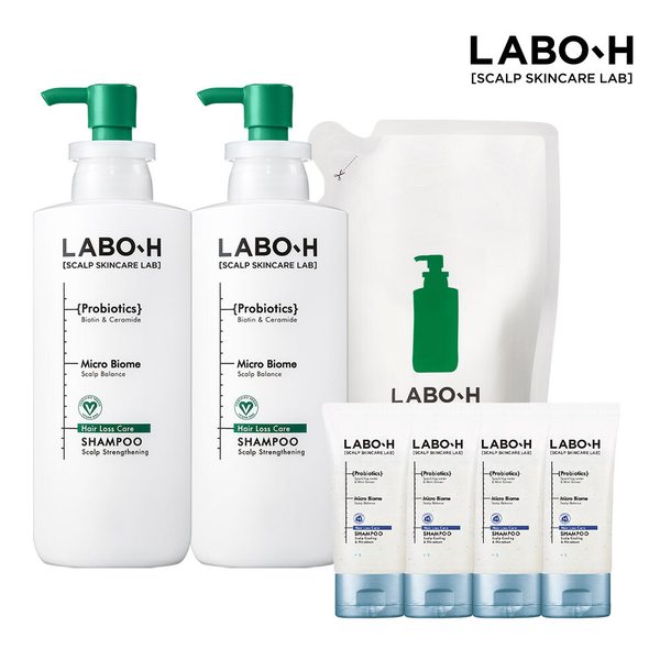 [신라쇼 ONLY]라보에이치 두피강화클리닉 샴푸 탈모증상완화 400ml*2+리필팩 400ML+증정