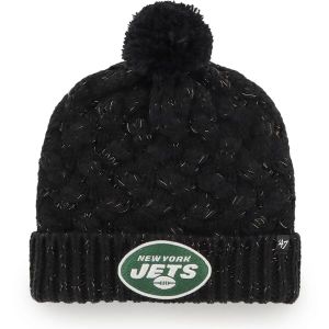 이스퀘어 5068388 47 Womens Black New York Jets Fiona Logo Cuffed Knit Hat with Pom