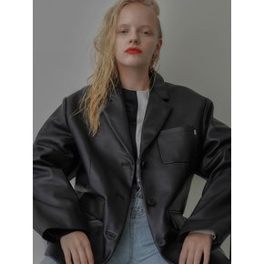 Oversized Leather Jacket Black