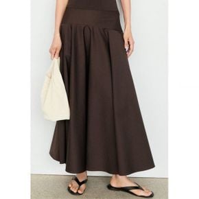 Massimo Dutti 마시모 두띠 플랑스 미디 스커트 유니크 디테일 - 맥시 다크 브라운 8034626
