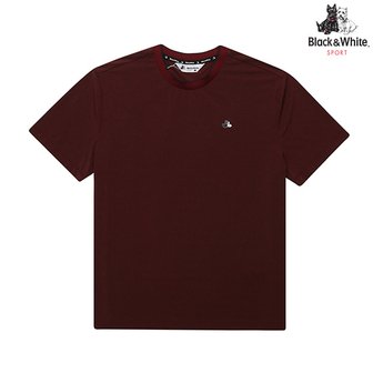 블랙앤화이트 남성 멜란지 라운드 반팔 티셔츠 9414GZSN_RED