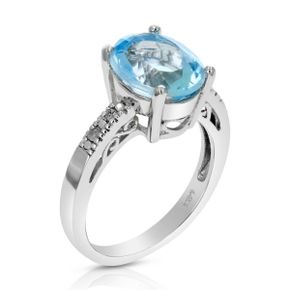 5395626 Vir Jewels 1 cttw Blue Topaz and Diamond Ring .925 Sterling Silver with Rhodium Ov