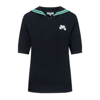 MARTINE GOLF [정상가 358000원]여성 마린카라 반소매 니트 네이비 (QW0ENI20249)