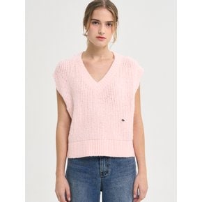 Candy V-neck Wool Knit Vest_Pink