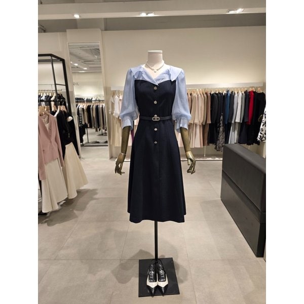 [파주점] 셔츠 배색 뷔스티에 플레어 원피스 JS4B0OP311