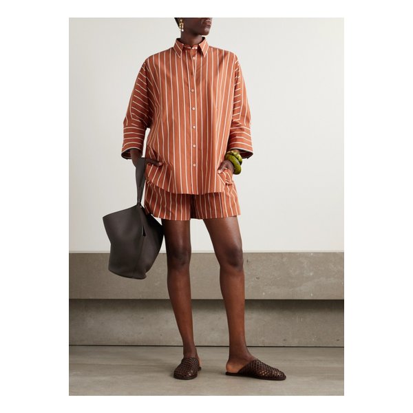 브루넬로쿠치넬리 스트라이프 코튼 혼방 포플린 쇼츠 오렌지 46376663162854344