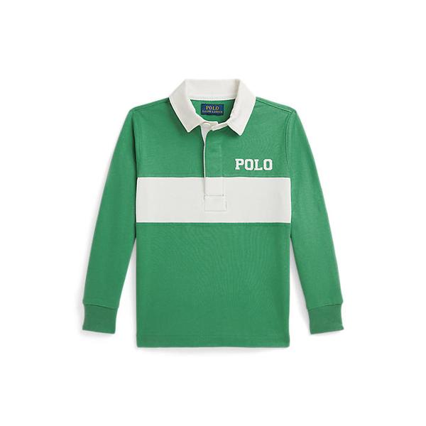 폴로 키즈 남아 2-7세 로고 아플리케 코튼 저지 럭비 셔츠(CWPOKNIB8021342300)