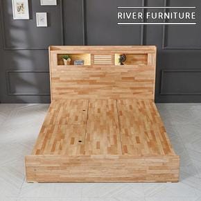 RG8Q4252리버퍼니쳐 에반 고무나무원목 LED 수납형 침대