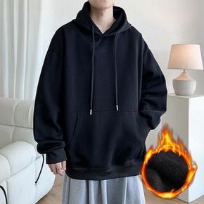 남성 기모후드티 겨울긴팔 오버핏 캥거루 박시 티셔츠