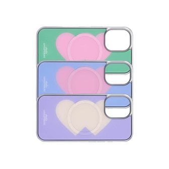 러브애프터라이크 [iPhone17입고]Twin Heart MagSafe Glass Phonecase_GREEN,BLUE,PURPLE