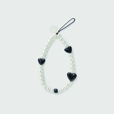 퍼소네이트 Pearly Hearts Phone Strap, Black (AS129)