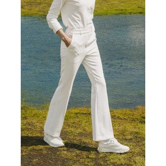 에이틴오비어 High-Waist Bootcut Pants (White)