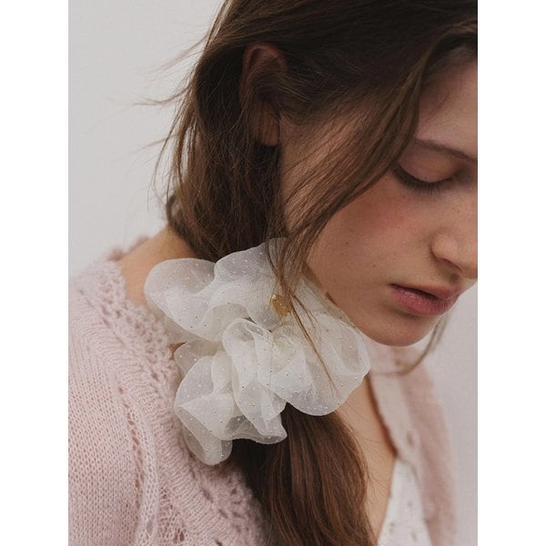 SHEER DOT HAIR SCRUNCHIE [IVORY]