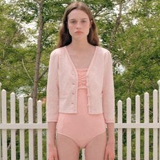 SHIRRING BEACH CARDIGAN PINK