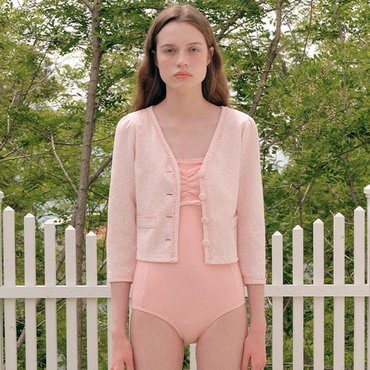 로라로라 SHIRRING BEACH CARDIGAN PINK