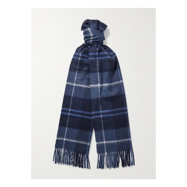 존스톤스 오브 엘긴 프린지 체크 캐시미어 스카프 46376663162948229