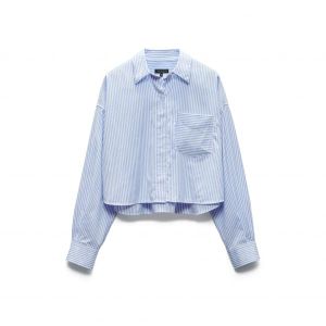 이스퀘어 4401645 Rag  bone Beatrice Stripe Cotton Poplin Crop Button-Up Shirt