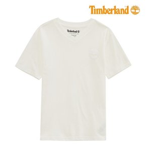 [팀버랜드키즈] 베이직 로고 브이넥 티셔츠(TLSDA13F_100)