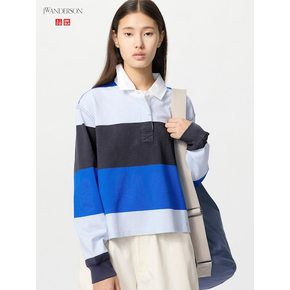 일본 유니클로 JW앤더슨 럭비티 스트라이프 폴로 셔츠 여성 사이즈