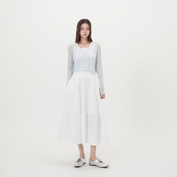 [시흥점] 티어드 밴딩 롱 플레어 스커트 AR2WS421