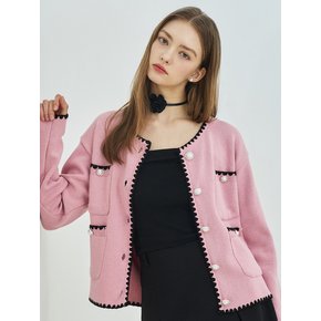 Stitch Tweedy Knit Jacket - Pink