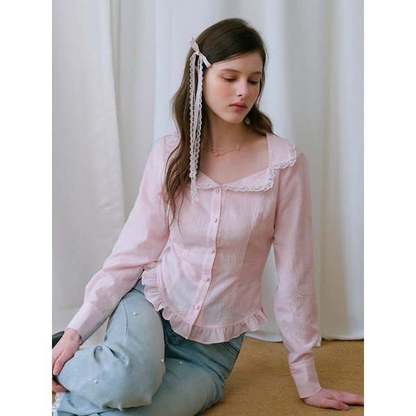 Cest_Frill collar slim blouse