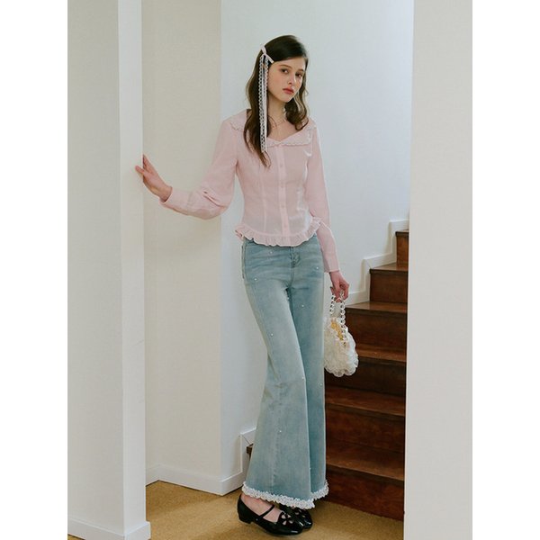 Cest_Frill collar slim blouse