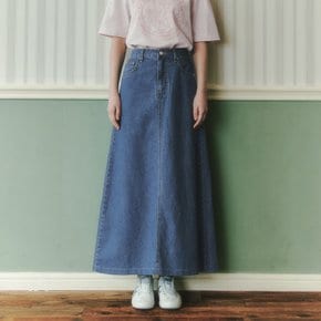 밴딩 데님 롱 스커트 / 인디고
